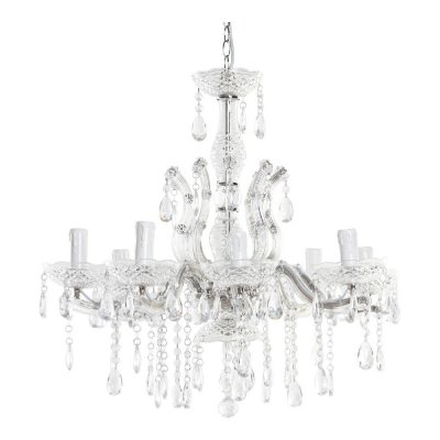 Taklampa DKD Home Decor Vit Transparent Akryl Metall 25W 220 V (64 x 64 x 60 cm)