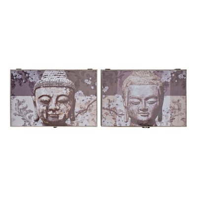 Omslag DKD Home Decor Räknare Buddha Grå Trä MDF (2 pcs) (46.5 x 6 x 31 cm)