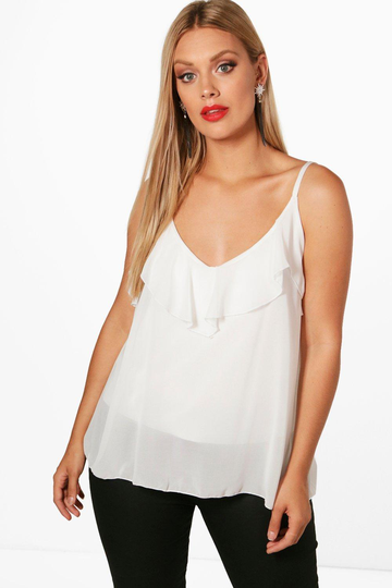 Plus - Linne I Swingmodell Med Volanger, White