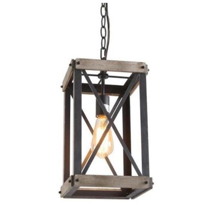 Taklampa DKD Home Decor Brun Svart Metall Furu (23 x 23 x 41 cm)