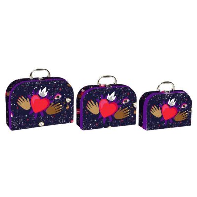 Uppsättning med Dekorativa Lådor DKD Home Decor Metall Papp (3 pcs) (28 x 9.5 x 20 cm)