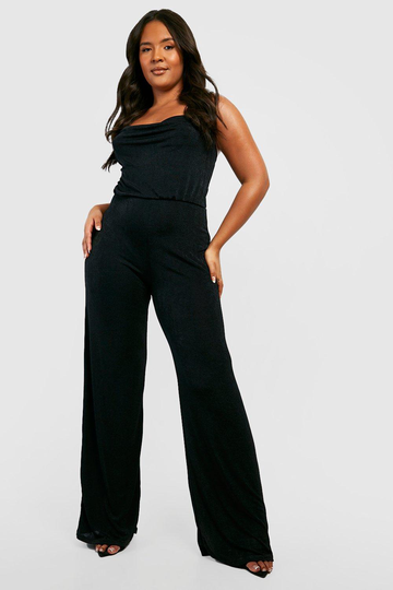 Plus Draperad Jumpsuit, Black