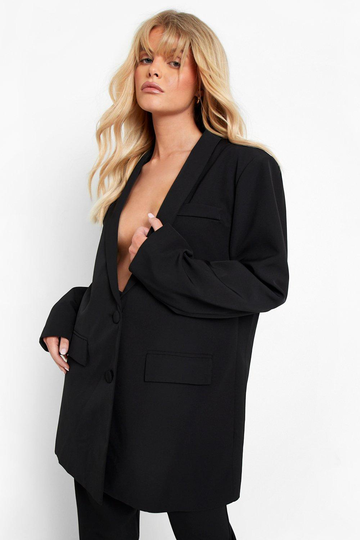 Lång Dubbelknäppt Kavaj, Black