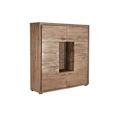 Skåp DKD Home Decor Glas Brun Akaciaträ (145 x 40 x 153 cm)