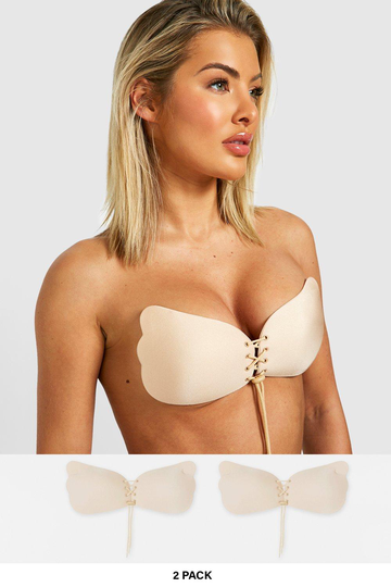 Självhäftande Bh-Ar Med Snörning (2-Pack), Beige