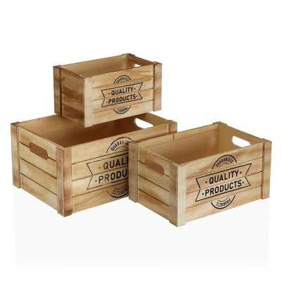 Uppsättning med Dekorativa Lådor Versa Quality Trä (25 x 17 x 35 cm) (3 pcs)