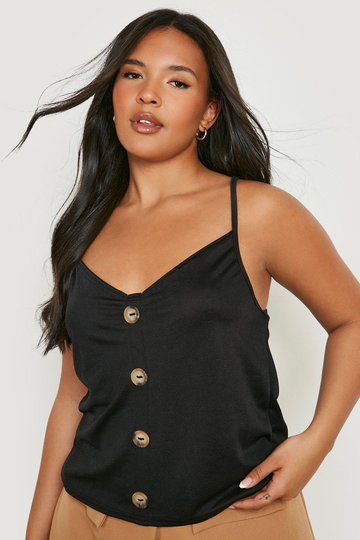 Plus - Linne Med Hornknappar, Black