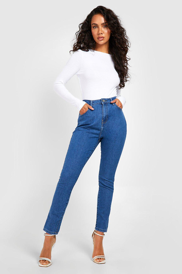 Skinny Jeans Med Hög Midja, Blue