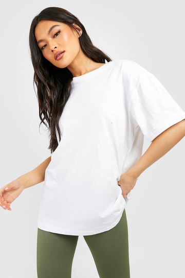 Oversized T-Shirt Med Låg Axelsöm, White