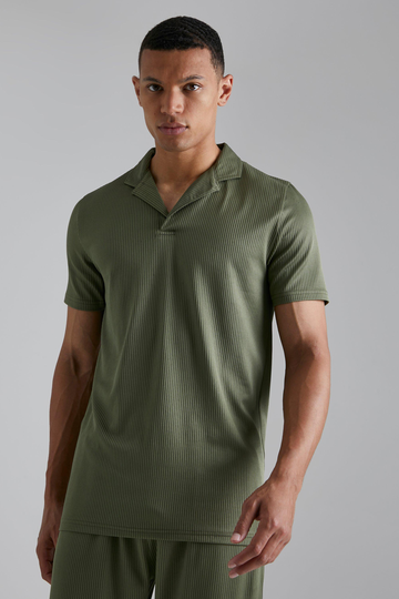 Tall Piké I Slim Fit Med Bowlingkrage, Green