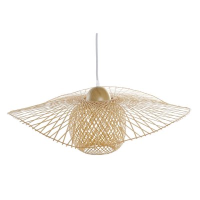 Taklampa DKD Home Decor Bambu Solhatt (55 x 55 x 19 cm)