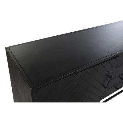 Skänk DKD Home Decor Svart Metall Mangoträ (210 x 45 x 75 cm)
