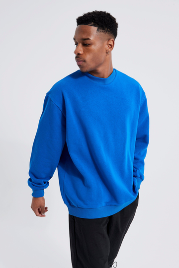 Oversize Sweatshirt Med Hög Halsmudd, Blue