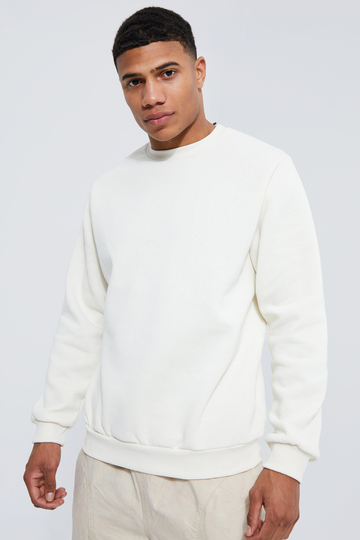 Basic Sweatshirt Med Rund Hals, White