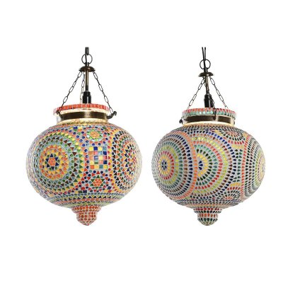 Taklampa DKD Home Decor Glas Multicolour 25 W (2 antal) (29 x 29 x 29 cm)