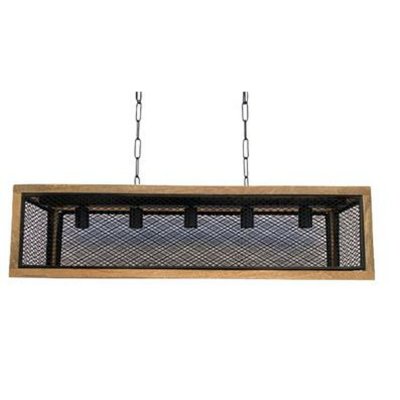 Taklampa DKD Home Decor Järn Mangoträ 50 W (100 x 25 x 25 cm)