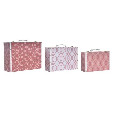 Uppsättning med Dekorativa Lådor DKD Home Decor Kanvas Trä (40 x 31 x 15 cm)
