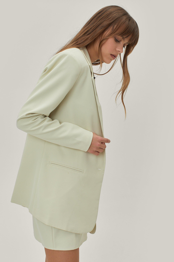 Oversized Kavaj Med Axelvaddar, Beige