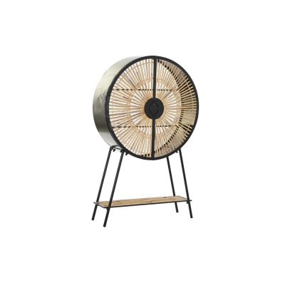 Skänk DKD Home Decor Svart Naturell Metall Rattan (80 x 27 x 130 cm)