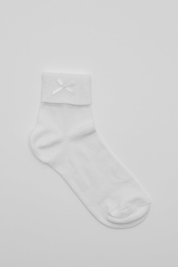Vita Strumpor Med Rosetter, White