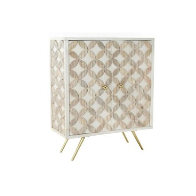 Skänk DKD Home Decor Vit Gyllene Mässing Mangoträ (93 x 41 x 114,5 cm)