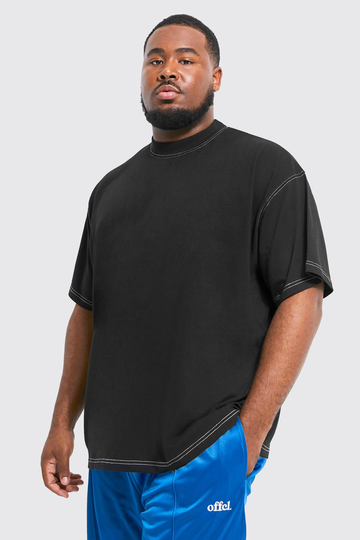 Plus Oversized T-Shirt Med Dekorativa Sömmar, Black