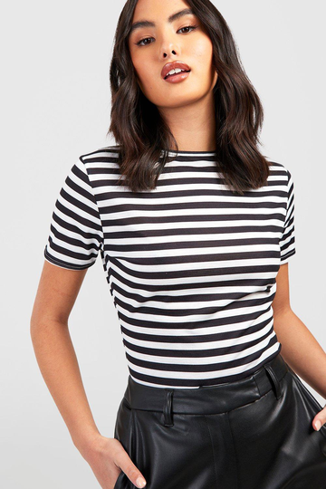 Randig Figursydd T-Shirt, Black