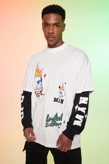 Ofcl Oversized Långärmad T-Shirt, White