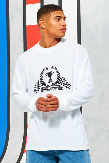 Champ Motor Oversized Långärmad T-Shirt, White