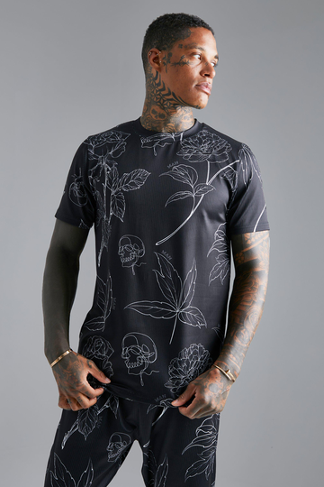 Plisserad T-Shirt I Slim Fit, Black