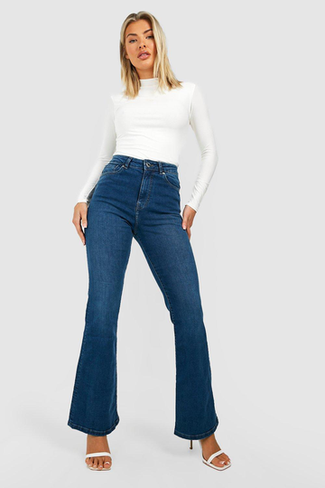 Högmidjade Utsvängda Jeans, Blue