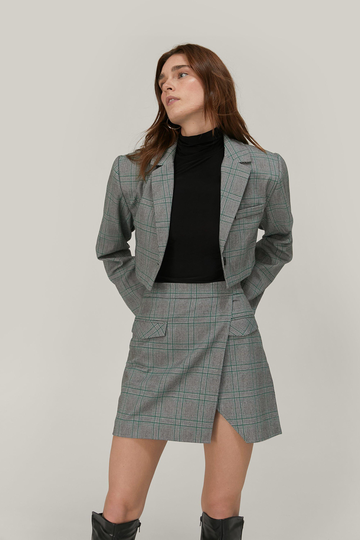 Rutig Kort Kavaj, Grey