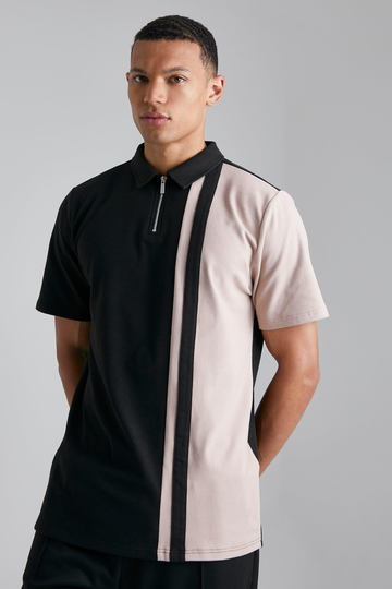 Tall - Mjuk Piké Med Dragkedja, Black