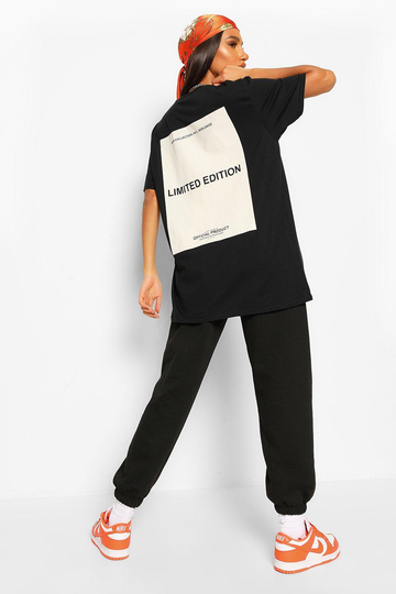 Limited Edition Oversize T-Shirt Med Tryck, Black
