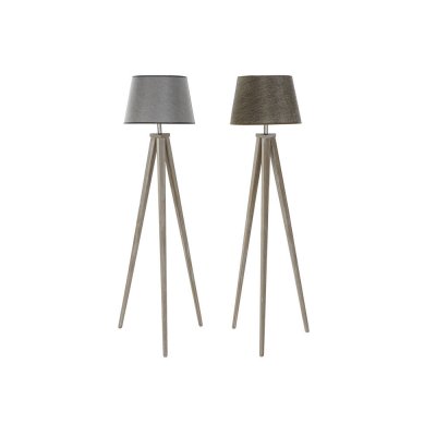Golvlampa DKD Home Decor Blad Naturell Grå Brun linne Furu (40 x 40 x 154 cm) (2 pcs)