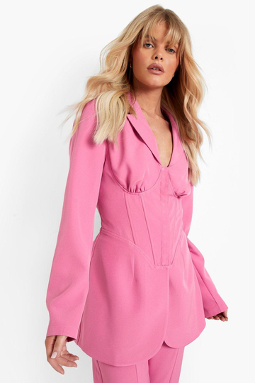Kavaj Med Korsettdetaljer, Pink