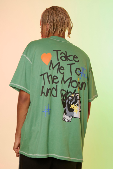 Tall Oversized T-Shirt Med Hög Halsmudd, Green