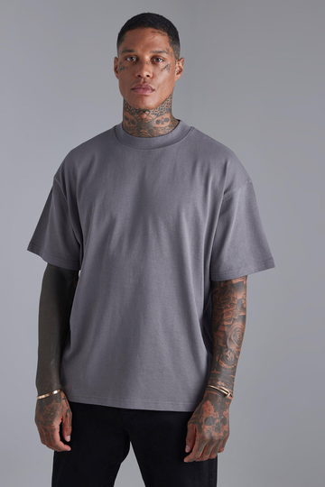 Oversize T-Shirt Med Hög Halsmudd, Grey