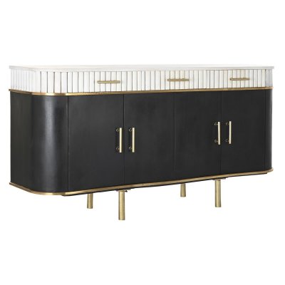 Skänk DKD Home Decor Svart Gyllene Metall Vit Mangoträ (151 x 42 x 79 cm)