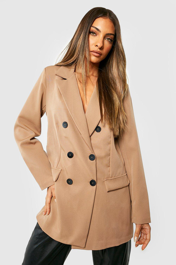 Dubbelknäppt Kavaj Med Knappar, Beige