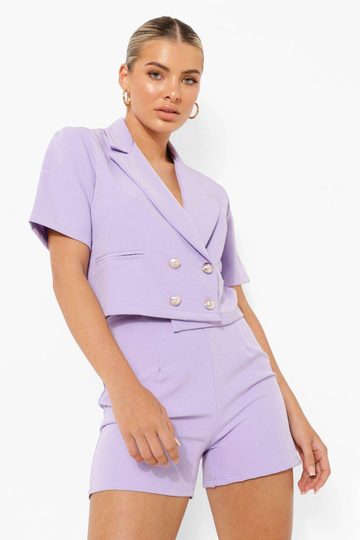 Dubbelknäppt Kort Kavaj, Purple