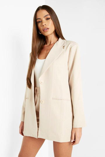 Kavaj Med Ledig Passform, Beige