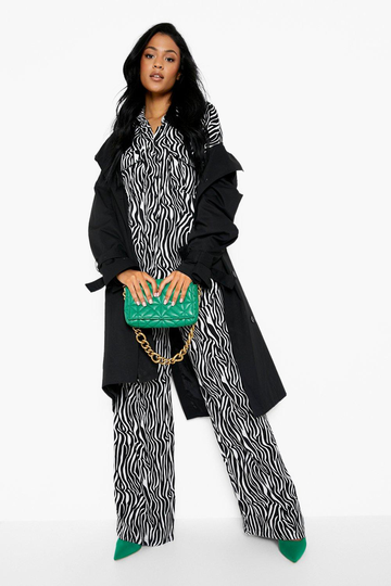 Tall - Oversize Skjorta Med Zebramönster, Black