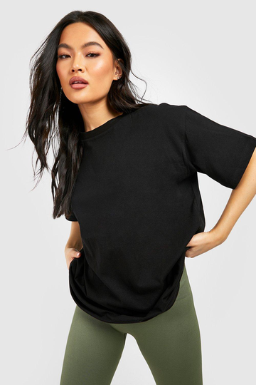 Oversized T-Shirt Med Låg Axelsöm, Black