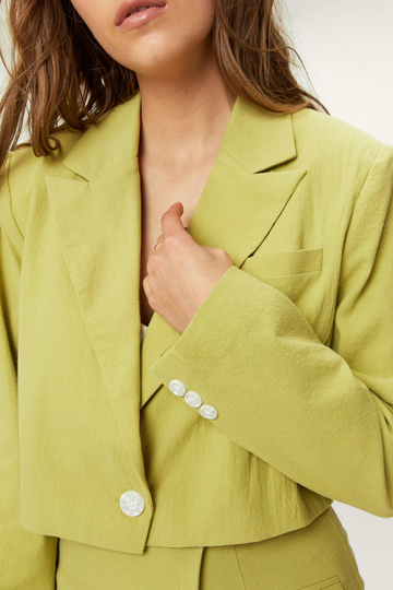 Oversized Croppad Kavaj I Bomull, Green