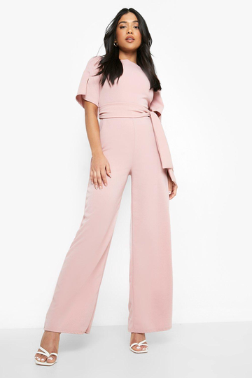 Petite Jumpsuit Med Vida Ben Och Bälte, Pink