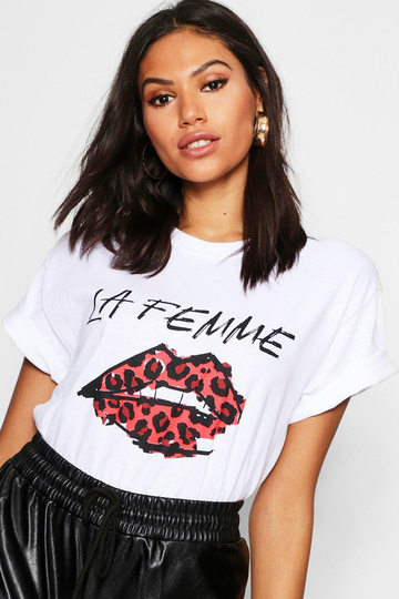 T-Shirt Med Slogan Och Läppmotiv, White