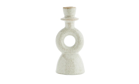 LJUSSTAKE Stengods 18 cm Offwhite