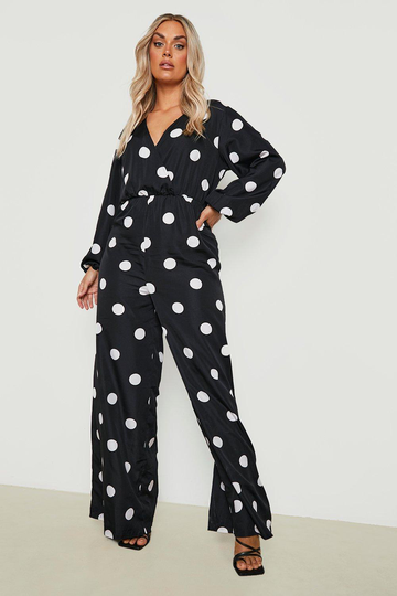 Plus - Prickig Jumpsuit Med Vida Ben, Black