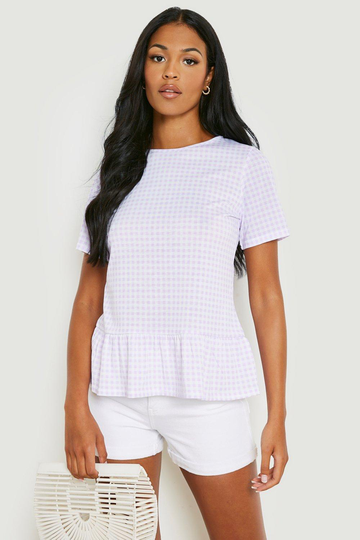 Tall - Rutig Peplumtopp, Purple